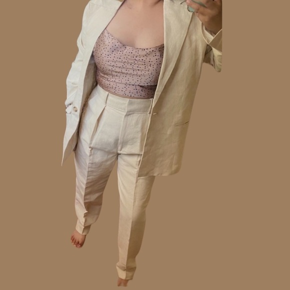 Rachael Wang Oversized oatmeal blazer‎ neutral size Small - Picture 12 of 12